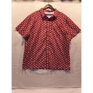 Columbia PFG Super Slack Tide Camp Polo Red Spark Bobber Print Size XL